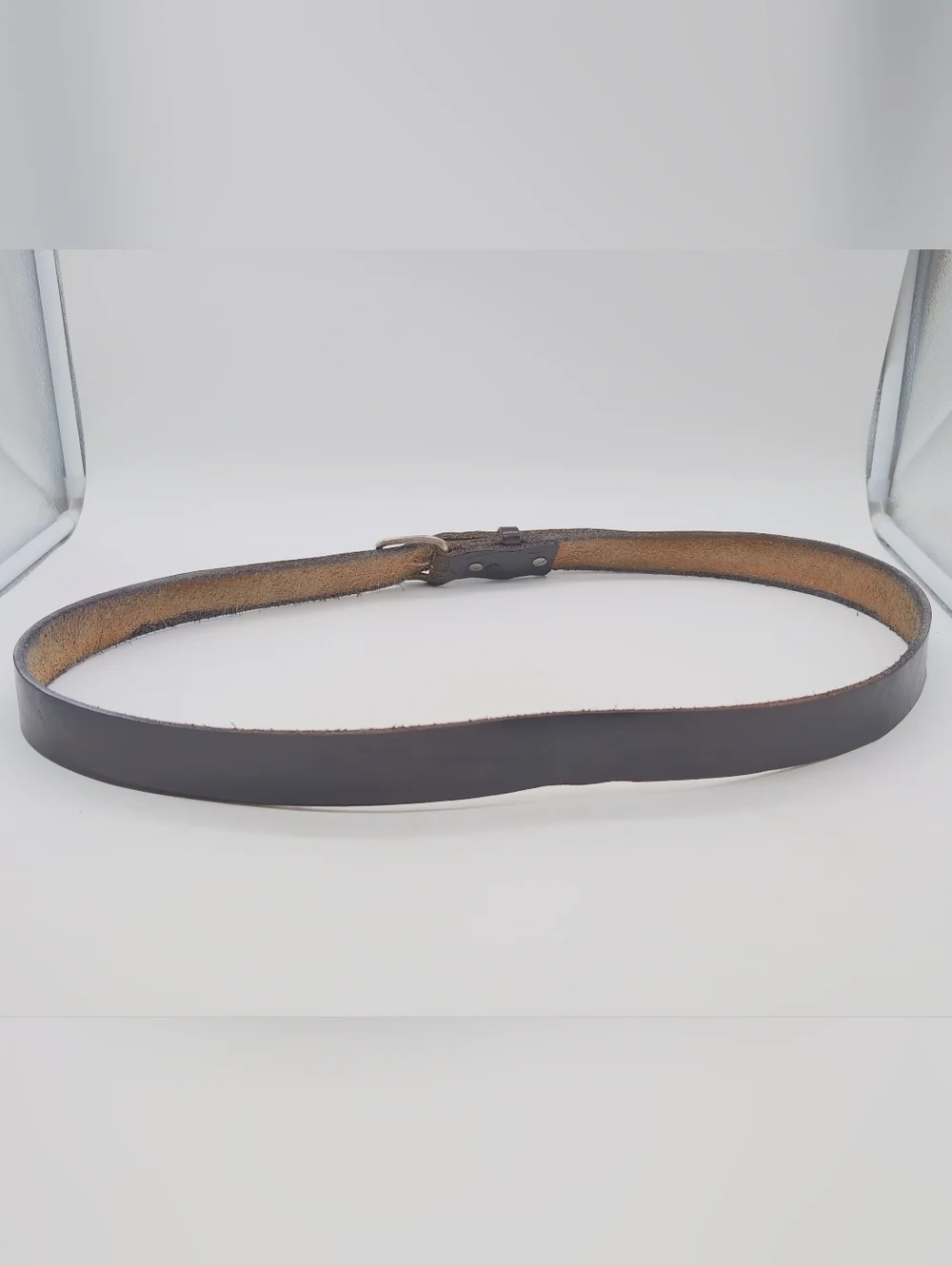 Vintage Handmade Sz 54 Black Men's Split Leather Belt